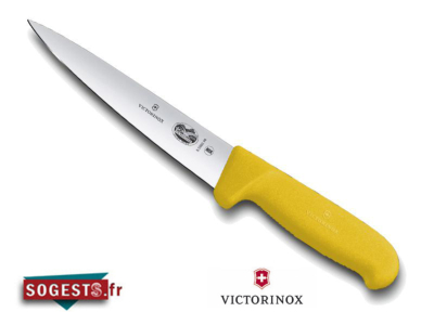 Couteau à saigner / désosser VICTORINOX lame droite pointe 14, 16 ou 18 cm, manche jaune