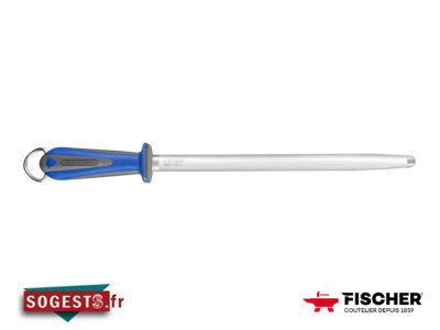 Fusil de boucher FISCHER mèche ovale 30 cm taillage fin manche bi-matières couleurs au choix