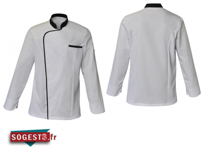 Veste de cuisine ZACK ML Polyester coton biais contrastés manches longues