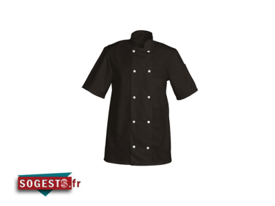 Veste de cuisine Fabrice noire 10 pressions manches courtes 