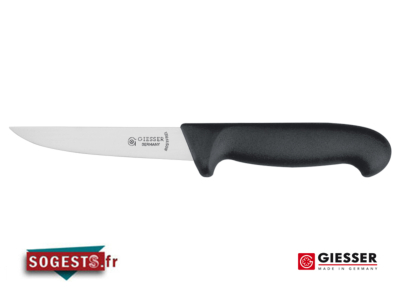 Couteau à désosser GIESSER-MESSER lame droite rigide 12 ou 14 cm manche noir