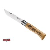 Couteau OPINEL gamme "ANIMALIA 3" N°8 VRI manche chêne décor poisson