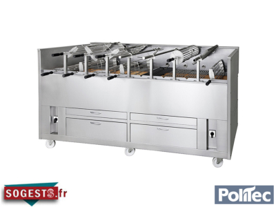 Barbecue portugais double au charbon de bois triphasé avec 5 grilles rotatives