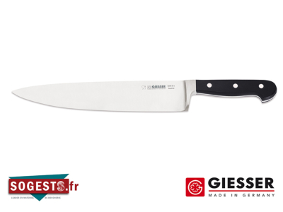 Couteau du chef GASTRO GIESSER MESSER lame large 25 cm manche riveté POM Noir