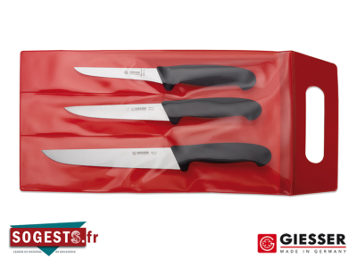 Set de 3 couteaux GIESSER MESSER lames droites, manches noirs
