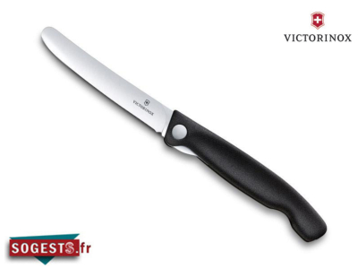 Couteau office pliant Victorinox lame lisse bout arrondi manche noir