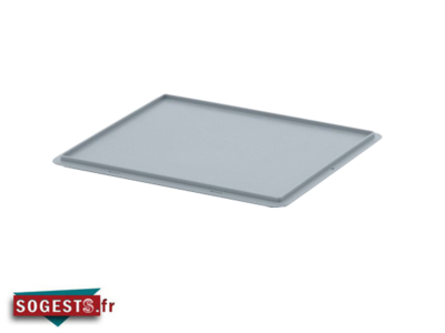 Couvercle polypropylène gris pour bac Euronorme 600 x 400