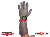 Gant de protection en cotte de maille COMFORT, manchette 15 cm, fermeture par bracelets plastique