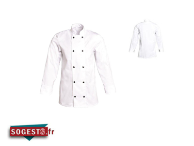 Veste de cuisine Fabrice blanche 10 pressions manches longues 