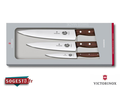 Coffret à découper VICTORINOX 3 pièces manches palissandre