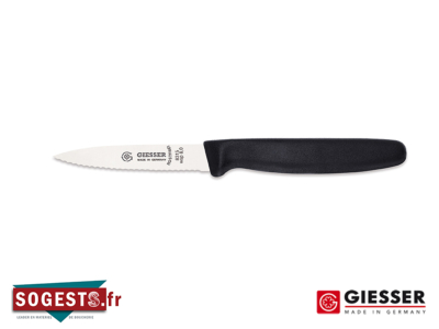 Couteau à légumes GIESSER MESSER lame dentée 8 cm manche noir