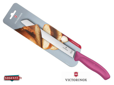 Couteau à pain VICTORINOX SWISSCLASSIC lame 21 cm manche rose