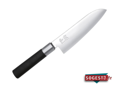 Couteau de chef SANTOKU KAI WASABI BLACK lame 16.5 cm inox