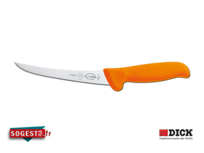Couteau à désosser DICK MASTERGRIP lame courbée rigide 13 cm manche orange 