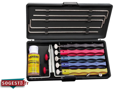 Kit d'aiguisage LANSKY « DELUXE » 5 pierres avec système d'affûtage à angle contrôlé