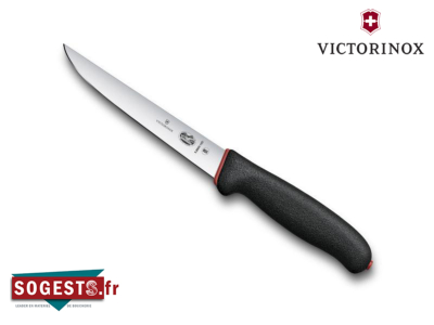 Couteau à Désosser VICTORINOX DUAL GRIP lame droite étroite rigide 15 cm manche noir/rouge