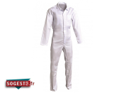 Combinaison agroalimentaire poly / coton blanche avec pressions cachées