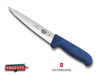 Couteau à saigner / désosser VICTORINOX lame droite pointe 14 ou 16 cm, manche bleu