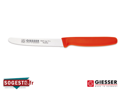 Couteau universel GIESSER MESSER lame dentée 11 cm manche rouge