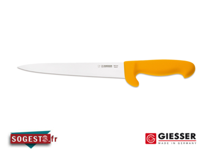 couteau à saigner GIESSER-MESSER lame droite rigide 18, 22 ou 24 cm, manche à garde
