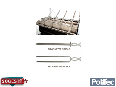 Brochette à viande et poisson simple ou double pour barbecue à brochettes 80C