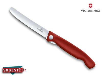 Couteau office pliant Victorinox lame lisse bout arrondi manche rouge