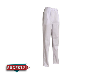 Pantalon femme poly / coton ceinture élastique dos blanc ou noir au choix