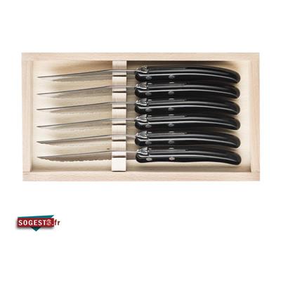 Coffret de 6 Couteaux LAGUIOLE à Steak C.DOZORME manche noir