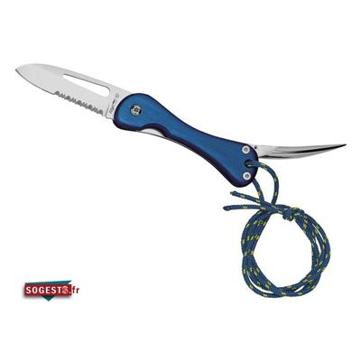 Couteau FOX "VOILE" 2 pièces inox, manche 10.5 cm aluminium bleu 