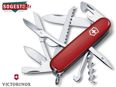 Couteau Suisse VICTORINOX HUNTSMAN rouge Manche 91 mm. 16 FONCTIONS (11 PIECES).