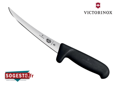 Couteau à désosser VICTORINOX lame courbée rigide 15 cm manche noir à garde
