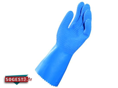 Gant harpon 326 bleu en latex et intérieur tricot coton le sachet de 5 paires