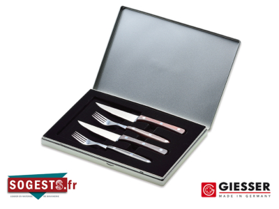 Set de 4 couverts GIESSER MESSER, manches palissandre